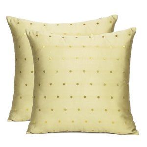 Riara Home Decor Cushion Cover Art Silk Polka Dot Zipper Throw Pillow Case.